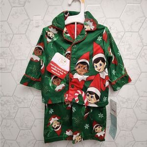 Toddler The Elf on the Shelf Christmas Coat Pajama 2pc Set - Green, NWT